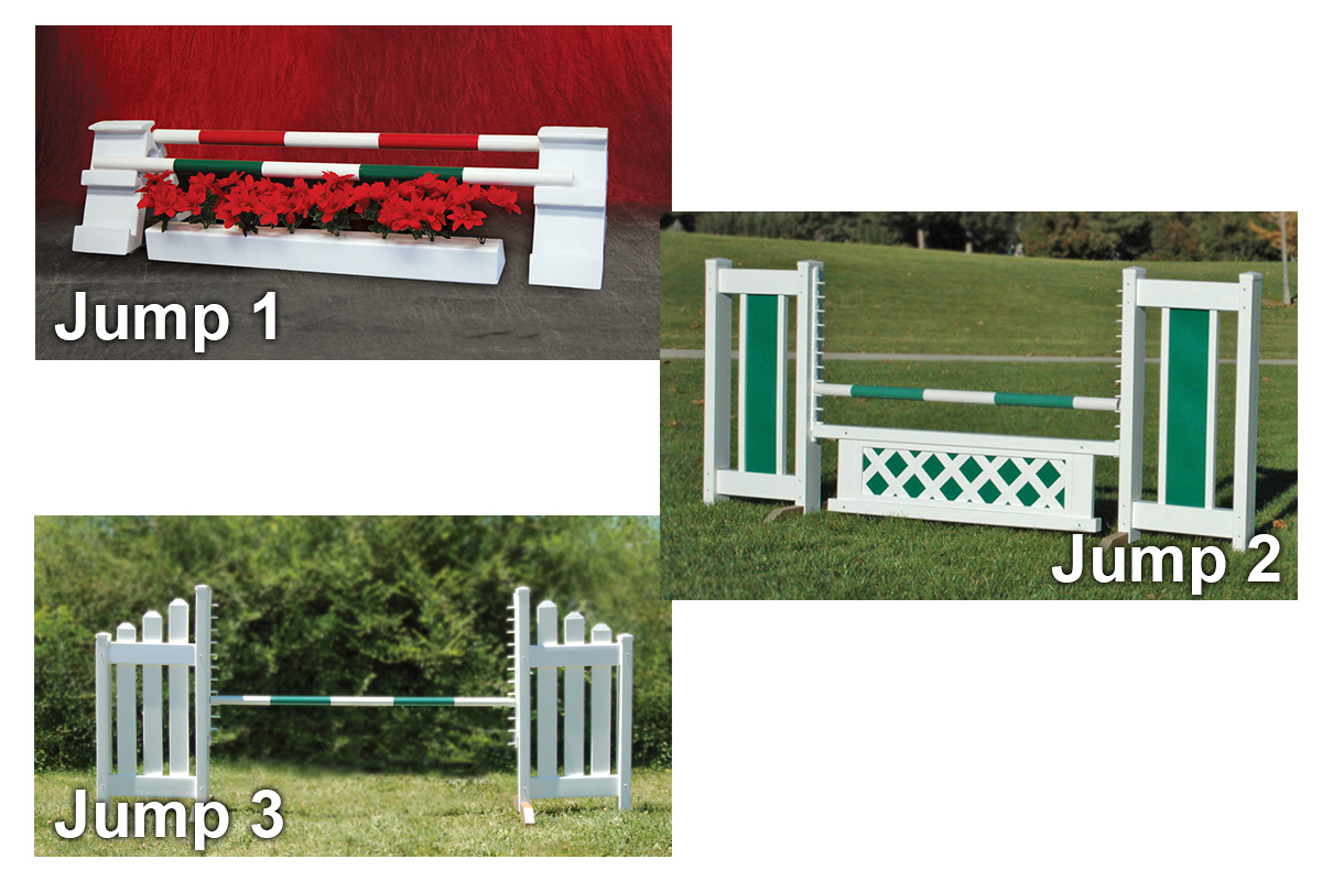 holiday kid jumps course holiday jump, color panel jump, and slant picket jump sets